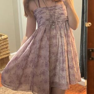 Women’s purple floral asymmetrical dress
